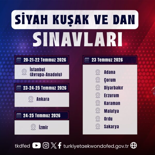 Siyah Kuşak ve Dan Sınavları (2026 Temmuz Dönemi)